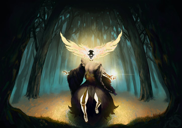 anthro black_body black_clothing black_fur bone breasts clothing female fire flaming_ears flaming_head forest fox_skull fur outside plant red_body red_fur skeleton skull solo translucent translucent_body tree yellow_body yellow_fur halfbaked-hope nintendo pokemon alvah_(ziolukin) delphox generation_6_pokemon pokemon_(species) 2026 absurd_res hi_res