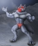 abs anthro armor glowing male moon muscular night pose solo rahir canid canine canis mammal wolf 5:6 digital_media_(artwork) hi_res