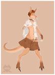 anthro border bottomwear breasts clothing collar female panties shirt simple_background skirt solo topwear under_boob underwear white_border rudethefox aiden_taylor kangaroo macropod mammal marsupial