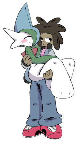 blush carrying_another clothing duo eyes_closed male male/male simple_background topwear trainer vest white_background owen_nyo nintendo pokemon pokemon_trainer gallade generation_4_pokemon human humanoid mammal pokemon_(species) hi_res