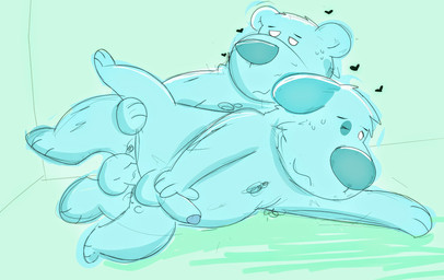 anal anal_penetration anthro balls chibi duo genitals heart_symbol male male/male male_penetrated male_penetrating male_penetrating_male penetration penis sex slightly_chubby gmarrascapache bear canid canine canis domestic_dog mammal 2020 hi_res