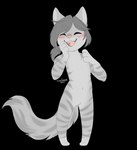 anthro blush chibi featureless_crotch fluffy fluffy_tail hair laugh male open_mouth ponytail solo stripes tail teeth young young_anthro trexqueen troy_lesage domestic_cat felid feline felis mammal 2021 alpha_channel hi_res