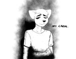 2021 anthro canid canine canis carol_(hladilnik) comic daniel_(hladilnik) embrace english_text eye_bags ghost hi_res hladilnik hug hugging_from_behind male mammal monochrome obscured_face one_eye_closed shadowy_figure smile solo spirit text wolf