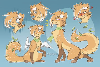 all_fours ambiguous_gender angry bodily_fluids cheek_tuft cross-popping_vein crying facial_tuft feathered_wings feathers feet feral floppy_ears fluffy fluffy_tail frown fur head_tuft hindpaw leaf markings mostly_nude paws scarf scarf_only smile snout solo spots spotted_body spotted_fur tail tears tuft wings ezpups myth_(ezpups) canid canine canis domestic_dog fox hybrid mammal 2021 hi_res