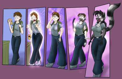 anthro bottomwear breast_growth breasts brown_hair clothing eyewear female footwear gender_transformation glasses green_eyes growth hair holding_skull human_to_anthro male mtf_transformation open_mouth pants shirt shoes simple_background solo species_transformation surprised tail tail_growth topwear transformation tgwonder jaker human lemur mammal primate strepsirrhine 2012 digital_media_(artwork) hi_res sequence