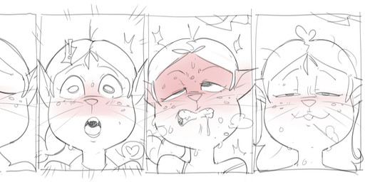 4_panel_comic after_sex anthro blush bodily_fluids bra breath clenched_teeth clothing drooling emanata exclamation_point expressions eye_roll female freckled_face freckles gasp hair hair_down heart_symbol hot_breath looking_pleasured messy_hair offscreen_sex orgasm_face ponytail saliva sharp_teeth sigh solo surprised sweat teeth underwear whiskers wide_eyed young young_female dbaru tom_sawyer_(2000_film) amy_lawrence domestic_cat felid feline felis mammal 2025 comic hi_res monochrome one_page_comic