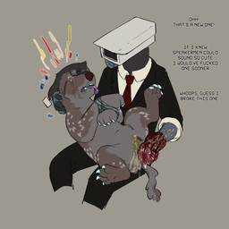 anal anal_fisting anal_penetration anal_prolapse bestiality bodily_fluids bound butt clothed clothing crying duo ear_piercing ear_tag feral feral_penetrated fisting for_a_head forced genital_fluids genital_mutilation genital_torture humanoid_on_feral interspecies male male/male male_on_feral male_penetrated male_penetrating male_penetrating_male mutilation nullification on_lap open_mouth penetration piercing prolapse rape rolled_up_sleeves scruff_grab sex simple_background size_difference smaller_feral tail tears teeth text tongue tongue_out urine puppyratcat skibidi_toilet avaya_(puppyratcat) alien cameraman_(skibidi_toilet) canid canine canis felid feline humanoid hybrid mammal object_head xog english_text hi_res