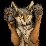 1:1 2016 4_toes :d alpha_channel ambiguous_gender black_body black_claws black_eyes black_fur black_nose black_pawpads brown_body brown_fur bust_portrait canid canine canis claws coyote digital_media_(artwork) feet feral front_view fur happy icon kenket looking_at_viewer mammal multicolored_body multicolored_fur open_mouth open_smile pawpads paws pink_tongue portrait raised_arm reaction_image sharp_teeth simple_background smile solo sticker tan_sclera teeth toe_claws toes tongue tongue_out transparent_background white_body white_fur yellow_sclera