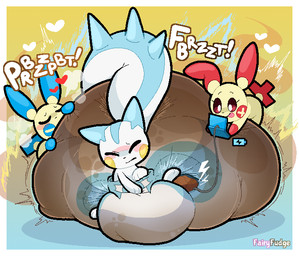 ambiguous_gender big_diaper blush blush_stickers border breath charging_battery clothed clothing diaper diaper_on_face diaper_worship electricity excessive_feces eyelashes eyes_closed feces gaming group heart_symbol holding_diaper huge_diaper hyper hyper_diaper hyper_feces hyper_soiling leg_guard_peekage looking_pleasured playing_video_game pooping red_eyes scatplay semi-anthro simple_background smelly smile soiled_diaper soiling soiling_diaper sound_effects tail text tongue tongue_out touching_diaper trio unclean_diaper used_diaper vowelless vowelless_sound_effect wearing_diaper white_border wire fairyfudge nintendo nintendo_ds_family pokemon generation_3_pokemon generation_4_pokemon minun pachirisu plusle pokemon_(species) artist_name digital_media_(artwork) hi_res female_(lore)