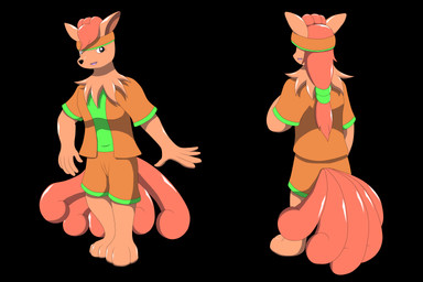 5_tails anthro athletic athletic_anthro athletic_male athletic_wear biped black_background bottomwear brown_eyes clothed clothing fingers fur glistening glistening_body gym_bottomwear gym_shorts hair long_hair male multi_tail multiple_poses open_mouth orange_body orange_clothing orange_hair paws ponytail pose shirt shorts simple_background smile solo standing sweatband tail topwear wolferion nintendo pokemon lina_(swack16) generation_1_pokemon pokemon_(species) vulpix 2015 3:2 absurd_res colored hi_res