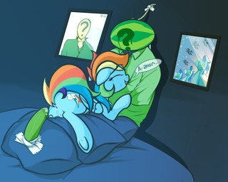 anus bed blue_body blue_feathers blue_fur bodily_fluids cucumber cutie_mark feathered_wings feathers female feral food food_fetish food_play fruit fur furniture genital_fluids genitals hair improvised_dildo improvised_sex_toy masturbation melon multicolored_hair painting_(object) pillow plant rainbow_hair raised_tail smile solo sweat tail text vaginal vaginal_fluids vaginal_masturbation vegetable vulva watermelon wings mostazathy friendship_is_magic hasbro my_little_pony mythology anonymous rainbow_dash_(mlp) equid equine mammal mythological_creature mythological_equine pegasus 2015 5:4