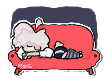 anthro blush bottomwear clothing coach femboy fur grey_background hair hooves legwear long_ears long_hair lying male pillow shirt shorts simple_background sleeping small_tail solo tail tan_body tan_fur thigh_highs topwear white_background white_clothing white_hair white_shirt white_topwear ceeytin marcus_(ceeytin) bovid caprine mammal sheep 2024