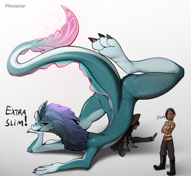 amogus anthro blue_body butt feet female group horn leaning_on_another lying open_mouth purple_eyes raised_leg raised_tail rear_view size_difference slim speech_bubble tail trio plecopsar disney mythology raya_and_the_last_dragon namaari_(ratld) raya_(ratld) sisu_(ratld) dragon human mammal mythological_creature mythological_scalie scalie absurd_res hi_res meme shaded