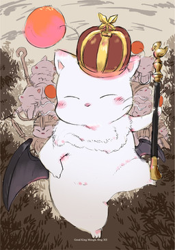 anthro armor blush clothing crown eyes_closed fur group hat headgear headwear helmet humanoid_hands melee_weapon shield sword weapon white_body white_fur wings shirokumaou final_fantasy square_enix good_king_moogle_mog_xii mammal moogle 2015