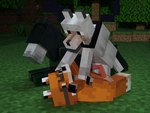 4:3 big_dom_small_sub black_collar_(codedcells) codedcells dominant feral feral_on_feral fexer fox_(minecraft) gimp_suit goggles_on_face group hi_res horse_(minecraft) male male/male microsoft minecraft mojang pinning_down size_difference trio wolf_(minecraft) xbox_game_studios