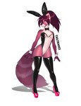 anthro bunny_costume clothing costume female footwear high_heels latex latex_clothing latex_legwear latex_stockings legwear shoes solo stockings tailtrance violet_(tailtrance) ailurid mammal red_panda absurd_res hi_res tagme