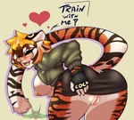 anthro bent_over big_butt blush bottomwear brass_knuckles breasts butt clothing countershading female fur genitals hair long_tail looking_at_viewer melee_weapon multicolored_body multicolored_fur multicolored_hair orange_eyes pussy rear_view simple_background skirt solo striped_body striped_fur stripes tail topwear vest weapon simply-wrong arknights hypergryph studio_montagne waaifu_(arknights) felid mammal pantherine tiger absurd_res hi_res