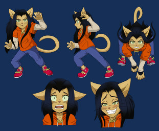 angry anthro black_hair bottomwear brown_body brown_fur claws clenched_teeth clothing female footwear fur hair hoodie looking_at_viewer pants shoes simple_background smile solo standing surprised tail teeth topwear transparent_background whiskers young kriegerstein jackie_chan_adventures jade_chan domestic_cat felid feline felis mammal 2026 alpha_channel digital_media_(artwork) hi_res