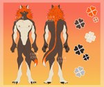 absurd_res anthro canid canine canis digital_drawing_(artwork) digital_media_(artwork) ear_piercing fur furkyuu hair hi_res male mammal model_sheet nipple_piercing nipples piercing red_hair simple_background solo tail wolf