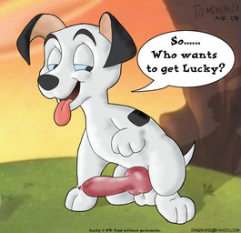 animal_genitalia animal_penis balls bedroom_eyes big_penis black_body black_fur black_spots bodily_fluids canine_genitalia canine_penis detailed_background erection feral fur genital_fluids genitals half-closed_eyes knot looking_back male markings narrowed_eyes outside penis precum seductive shadow small_but_hung solo spots spotted_body spotted_fur sunset text tongue tongue_out white_body white_fur young young_but_hung young_feral young_male dimenianz 101_dalmatians 101_dalmatians:_the_series disney lucky_(101_dalmatians) canid canine canis dalmatian domestic_dog mammal english_text