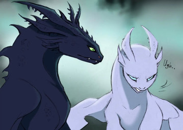 abstract_background black_body black_eyes black_scales blue_sclera clenched_teeth duo eye_roll female feral frown green_sclera half-closed_eyes male motion_lines narrowed_eyes scales shaking_head sharp_teeth teeth ugh white_body white_scales jaedfly dreamworks european_mythology how_to_train_your_dragon mythology nubless toothless dragon fury_(httyd) light_fury mythological_creature mythological_scalie night_fury scalie western_dragon 2022