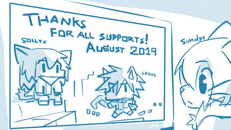 anthro clothing eyewear female goggles inside looking_at_another male sitting standing text sollyz canid canine canis domestic_cat domestic_dog felid feline felis mammal 16:9 2019 digital_drawing_(artwork) digital_media_(artwork) english_text monochrome signature sketch widescreen