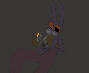 4_fingers anthro arm_scar bloodshot_eyes bong cloud covered_mouth drugs fingers fire lighter male pupils scar self-harm simple_background sitting sitting_on_ground solo square_pupils uneven_pupils karnthud glitch_productions the_amazing_digital_circus jax_(tadc) lagomorph leporid mammal rabbit hi_res