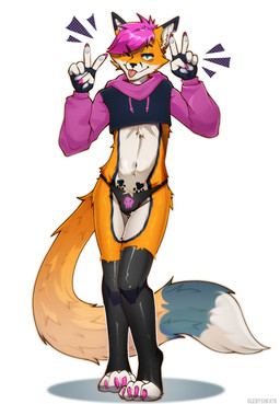 anthro biped black_body black_clothing black_fur black_legwear black_thigh_highs blue_eyes bulge claws clothed clothed_anthro clothed_male clothing cropped_hoodie dipstick_tail femboy fingers fur gesture hair hand_gesture humanoid_hands legwear long_tail looking_at_viewer male markings one_eye_closed orange_body orange_fur paw_tattoo_pubic_oriented paws pink_hair pose shadow short_hair simple_background skimpy solo standing tail tail_markings text thigh_highs toe_claws v_sign white_background white_body white_fur wink glebyshka78 meme_clothing paggi_outfit geneec canid canine fox mammal 2025 artist_name colored full-length_portrait hi_res meme pinup portrait shaded