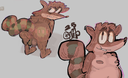 anthro anus backsack balls belly bent_over butt butt_scar genitals grey_background hands_behind_back male nipples nude presenting presenting_anus scar simple_background solo tail guddlegump cartoon_network regular_show rigby_(regular_show) mammal procyonid raccoon 2025 digital_drawing_(artwork) digital_media_(artwork) hi_res multiple_scenes watermark