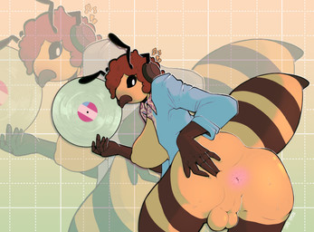 afro anthro anus backsack balls big_butt breasts butt genitals gynomorph igor_vinyl intersex solo spreading stinger stinger_tail tail vinyl_record noahbullx99 tyler_the_creator sunny_baudelaire arthropod bee bumble_bee_(species) hymenopteran insect hi_res trans_(lore) trans_woman_(lore)