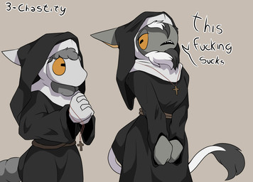 christian_cross christian_symbol cross dialogue duo female nun nun_outfit profanity religion religious_symbol text naysayingmongrel christianity kinktober kinktober_2025 the_nature_of_predators lana_(naysayingmongrel) mammal venlil_(the_nature_of_predators) 2025 english_text