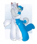 anthro chibi duo hug male male/male nude simple_background tail white_background young young_anthro straydog nekkid canid canine canis domestic_dog husky mammal nordic_sled_dog spitz wolf