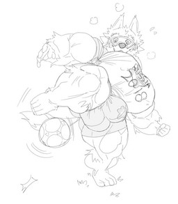 4_toes 5_fingers anthro ball balls barefoot big_balls big_bulge big_muscles big_pecs big_penis bottomwear bulge clothing eyewear feet fingers fist genitals goggles huge_balls huge_bulge huge_muscles huge_pecs huge_penis hyper hyper_balls hyper_bulge hyper_genitalia hyper_muscles hyper_pecs hyper_penis kick looking_at_viewer male mascot muscular muscular_anthro muscular_male pants pecs penis plantigrade shirt smile soccer_ball solo star toes topwear stagor55 fifa zabivaka canid canine canis mammal wolf 2016 monochrome sketch