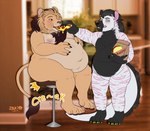 anthro broken_furniture creaking duo eating feeder feederism food furniture_noises high_chair male male/male onomatopoeia pizza pizza_slice slightly_chubby slightly_chubby_male sound_effects spiral_eyes text weight_gain ryukawa felid hyena kangaroo lion macropod mammal marsupial pantherine 2019