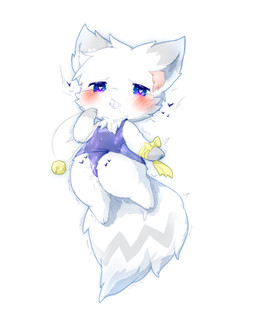 anthro blush bodily_fluids camel_toe chibi clothed clothing ejaculation female fur genital_fluids kemono orgasm simple_background solo vaginal_fluids vaginal_fluids_through_clothing vaginal_squirting wet wet_clothing white_background white_body white_fur deaic canid canine mammal 2019 full-length_portrait hi_res portrait