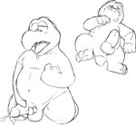 anthro balls bodily_fluids cum erection genital_fluids genitals humanoid_genitalia humanoid_penis male masturbation nipple_fetish nipple_play nude penis slightly_chubby solo thezestiestbone mario_bros nintendo koopa scalie monochrome