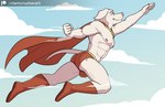 anthro anthrofied balls bulge cape clothing costume detailed_bulge flying genitals male solo superhero underwear clamcrusher dc_comics dc_league_of_super-pets krypto_the_superdog krypto canid canine canis domestic_dog mammal