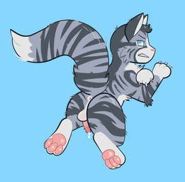 animal_genitalia animal_penis anus balls blind blue_eyes butt claws digitigrade disability fangs feline_genitalia feline_penis feral finger_claws fur genitals grey_body grey_fur grumpy male pawpads penile_spines penis pink_pawpads presenting presenting_anus presenting_hindquarters presenting_penis raised_tail solo striped_body striped_fur stripes tail teeth tuft catboyjail warriors_(book_series) jayfeather_(warriors) domestic_cat felid feline felis mammal tabby_cat hi_res
