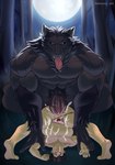 abdominal_bulge abs anal anal_penetration anthro anthro_dominating_human anthro_penetrating anthro_penetrating_human balls big_dom_small_sub big_muscles big_pecs big_penis black_body black_fur bodily_fluids clothed clothing cum cum_in_ass cum_inflation cum_inside cum_on_body cum_on_chest cum_on_leg cum_through dominant dominant_anthro dominant_male duo ejaculation erection full_moon fur genital_fluids genitals holding_partner human_on_anthro human_penetrated inflation interspecies looking_at_viewer male male/male male_penetrated male_penetrating male_penetrating_male moon muscular muscular_anthro muscular_male night nipples nude pecs penetration penile penile_penetration penis penis_in_ass pinned precum sex sharp_teeth size_difference smaller_human smaller_male smaller_penetrated submissive submissive_human submissive_male teeth tongue tongue_out underwear underwear_only luiixury mythology canid canine canis human mammal mythological_canine mythological_creature werecanid werecanine werecreature werewolf wolf absurd_res hi_res