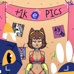 achievement alternate_costume anthro banner bikini breasts brown_body brown_hair cameo camera_view celebration clothed clothing confetti duo e621_logo eyewear female female_anthro feral front_view fur goggles hair half-closed_eyes horn looking_at_viewer mascot milestone mostly_offscreen_character narrowed_eyes navel photo purple_body purple_eyes purple_fur purple_hair red_sclera resignation solo_focus swimwear text two-piece_swimsuit under_boob whiskers white_body white_fur yellow_eyes lennoxicon disney e621 friendship_is_magic gameoverse glitch_productions hasbro hellaverse helluva_boss my_little_pony mythology zootopia esix judy_hopps kit_bodega loona_(helluva_boss) twilight_sparkle_(mlp) canid canid_demon canine demon domestic_cat equid equine felid feline felis hellhound lagomorph leporid mammal mythological_canine mythological_creature mythological_equine rabbit unicorn 1:1 2026 cel_shading crossover digital_drawing_(artwork) digital_media_(artwork) half-length_portrait milestone_celebration portrait shaded