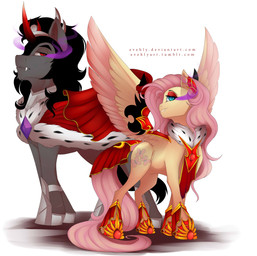 corruption duo feathered_wings feathers female feral horn male pink_body pink_feathers wings yellow_body yellow_feathers evehly friendship_is_magic hasbro my_little_pony mythology fluttershy_(mlp) king_sombra_(mlp) equid equine mammal mythological_creature mythological_equine pegasus unicorn 2016 absurd_res digital_media_(artwork) hi_res