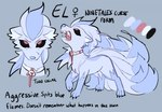 blue_body blue_fur female feral fur open_mouth solo text bloowolfy nintendo pokemon el_(bloowolfy) canid canine generation_1_pokemon mammal ninetales pokemon_(species) 2023 english_text hi_res model_sheet