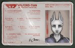 abstract_background alternative_fashion anthro blue_eyes card clothing eyelashes female fur goth grey_body grey_fur information_board jacket license lore neutral_expression solo text topwear syn-6 jessica_(syn-6) english_text headshot_portrait hi_res portrait signature