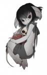 ambiguous_gender black_hair bone brown_eyes butt butt_cleavage claws clothing duo female grey_body grey_skin hair open_mouth simple_background skull sweater teeth topwear virgin_killer_sweater white_background licheart guild_wars meme_clothing tanya_rhyne asura humanoid undead meme