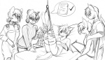 anthro bed cast female furniture group horn hospital hospital_bed pen replica_(artist) hasbro my_little_pony mythology fan_character nectarine_wynne nolegs_(oc) reppy_(mlp) vigil_(oc) bat_pony equid equine horse mammal mythological_creature mythological_equine pony unicorn 2017 monochrome sketch story story_in_description