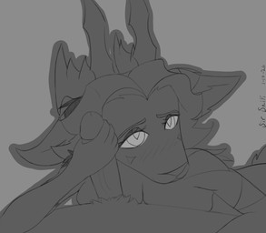 ambiguous_gender anthro antlers big_ears blinking blush breasts duo ear_flop erection female fur genitals hair handjob horn humanoid_genitalia humanoid_penis looking_at_viewer low_contrast male male/ambiguous male/female nude nude_female penile penis sex simple_background smile tail tail_motion tailwag text sir_snipi ikaiyu_(sir_snipi) deer mammal 2026 2d_animation animated digital_media_(artwork) frame_by_frame greyscale hi_res monochrome sketch