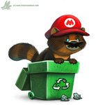 ambiguous_gender anthro blue_eyes brown_body brown_fur clothed clothing facial_hair fur glistening glistening_eyes hat headgear headwear mustache paper recycling_bin recycling_symbol simple_background solo symbol tan_body tan_fur text topless white_background piper_thibodeau mario_bros nintendo mario canid canine mammal raccoon_dog tanuki digital_media_(artwork) digital_painting_(artwork) url