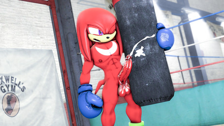 abs balls bodily_fluids boxing boxing_gloves clothing cum cumshot ejaculation erection fighting_ring genital_fluids genitals gym handwear male muscular muscular_male nipples pecs penis punching_bag solo sport standing loafsfm sega sonic_the_hedgehog_(series) knuckles_the_echidna echidna mammal monotreme 16:9 3d_(artwork) digital_media_(artwork) hi_res source_filmmaker_(artwork) widescreen