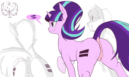anus backsack balls butt clitoris female feral genitals group horn male puffy_anus rear_view solo_focus vulva cold-blooded-twilight friendship_is_magic hasbro my_little_pony mythology starlight_glimmer_(mlp) earth_pony equid equine horse mammal mythological_creature mythological_equine pony unicorn 2015 5:3 hi_res