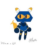 anthro blue_body e621_logo female fire flaming_tail fur humor machine mascot simple_background smug solo tail white_background yellow_body yellow_eyes yellow_fur ayyyple e621 tsukihime type-moon esix neco-arc domestic_cat felid feline felis mammal robot 1:1 hi_res lineless meme